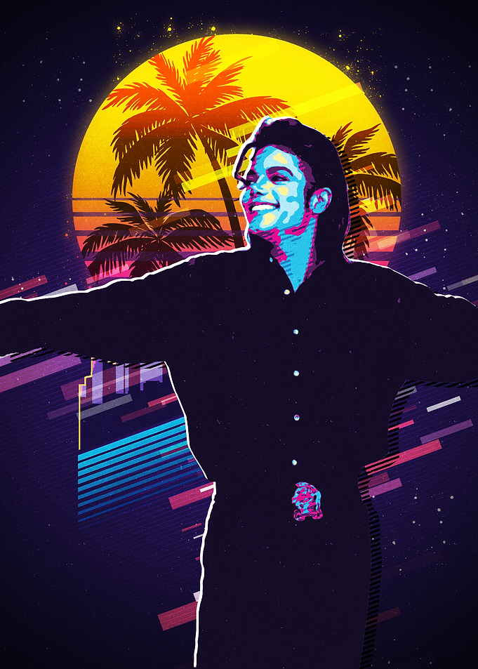 Michael Jackson Retro Sunset Art
