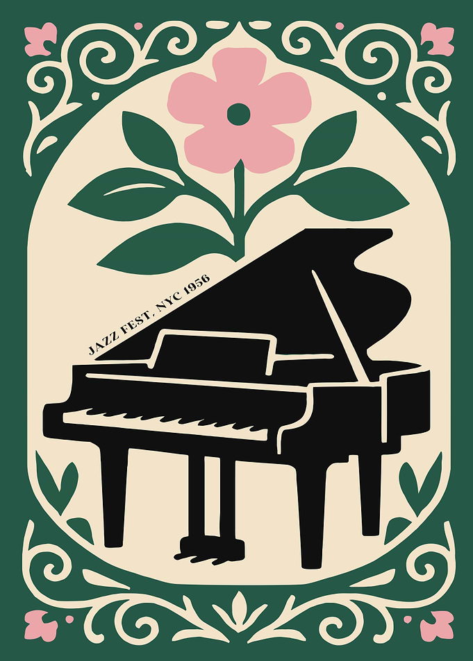 Jazz Fest NYC 1950 Piano Poster