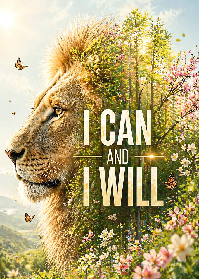 Lion with 'I Can and I Will' text