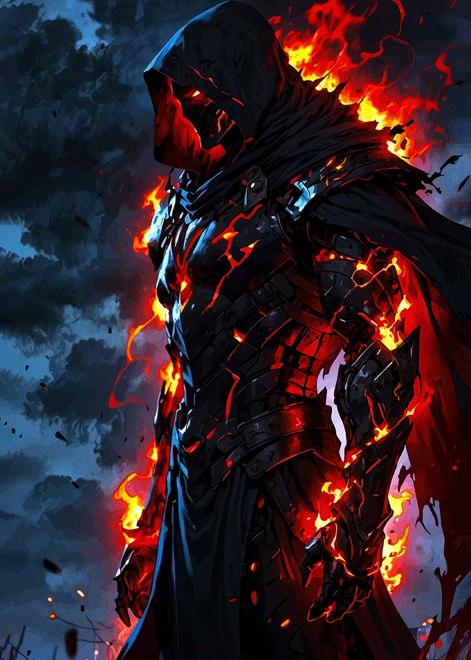 Fiery Knight in Dark Armor