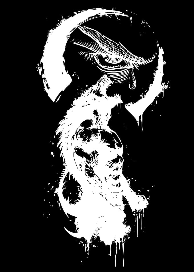 Tribal Wolf and Eye Illustration
