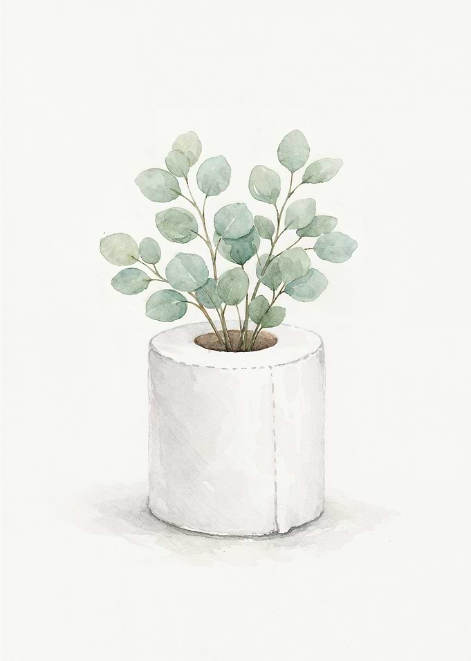 Funny Minimal Bathroom Eucalyptus Toilet Paper Roll