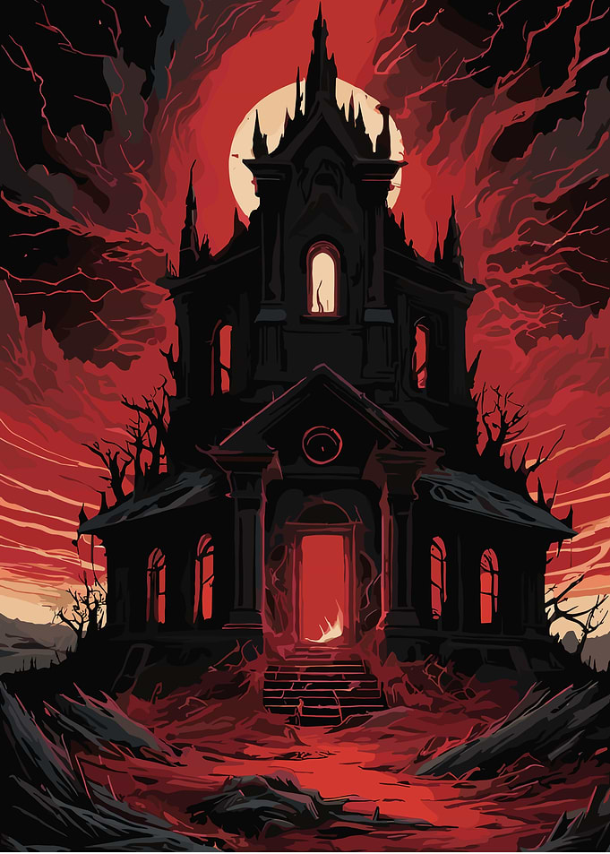 Haunted Mansion Under a Blood Moon