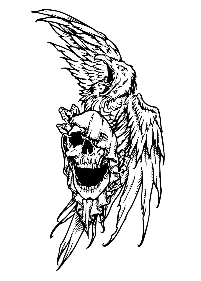 Winged Skull Tattoo Design