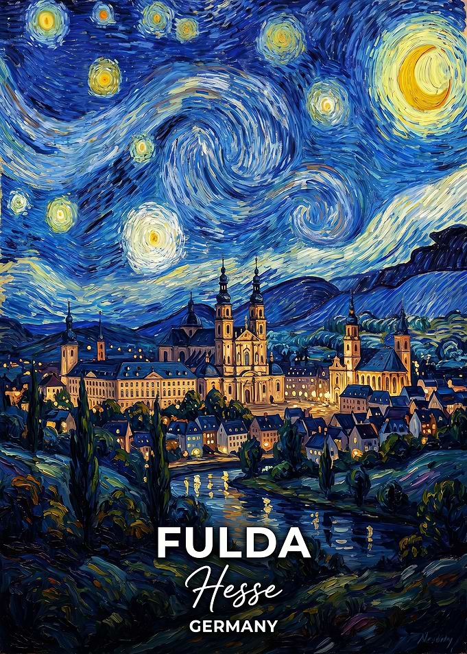 Fulda Hesse Germany Starry Night Painting