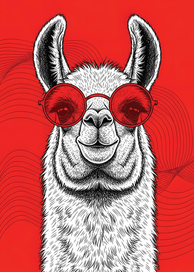 Cool Llama Wearing Red Sunglasses