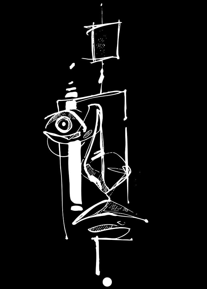 Abstract White Line Art on Black
