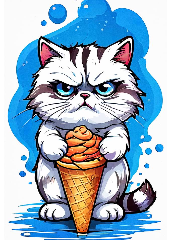 Grumpy Cat with Ice Cream Cone