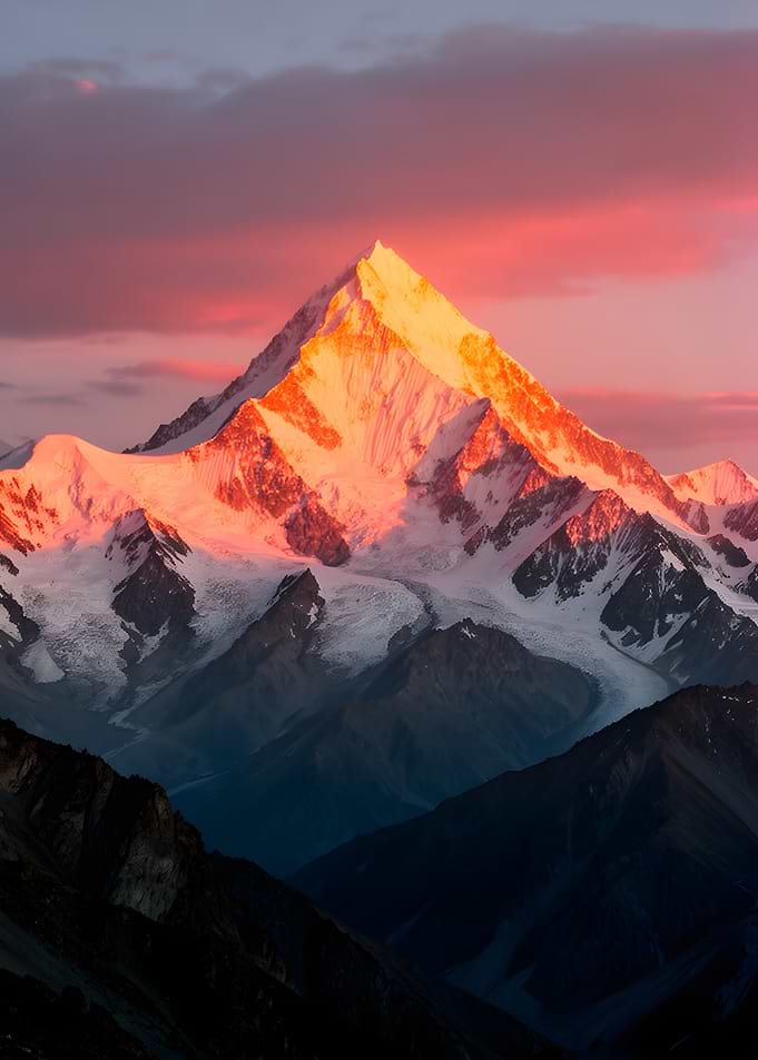 Majestic Mountain Peak at Sunset