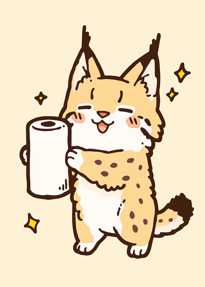 Cute Lynx Holding Toilet Paper