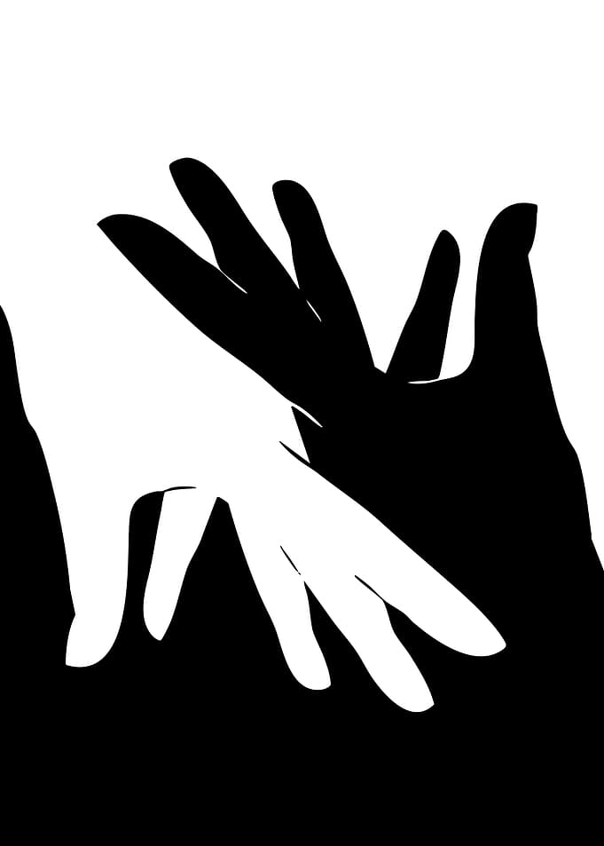 Intertwined Black and White Hands