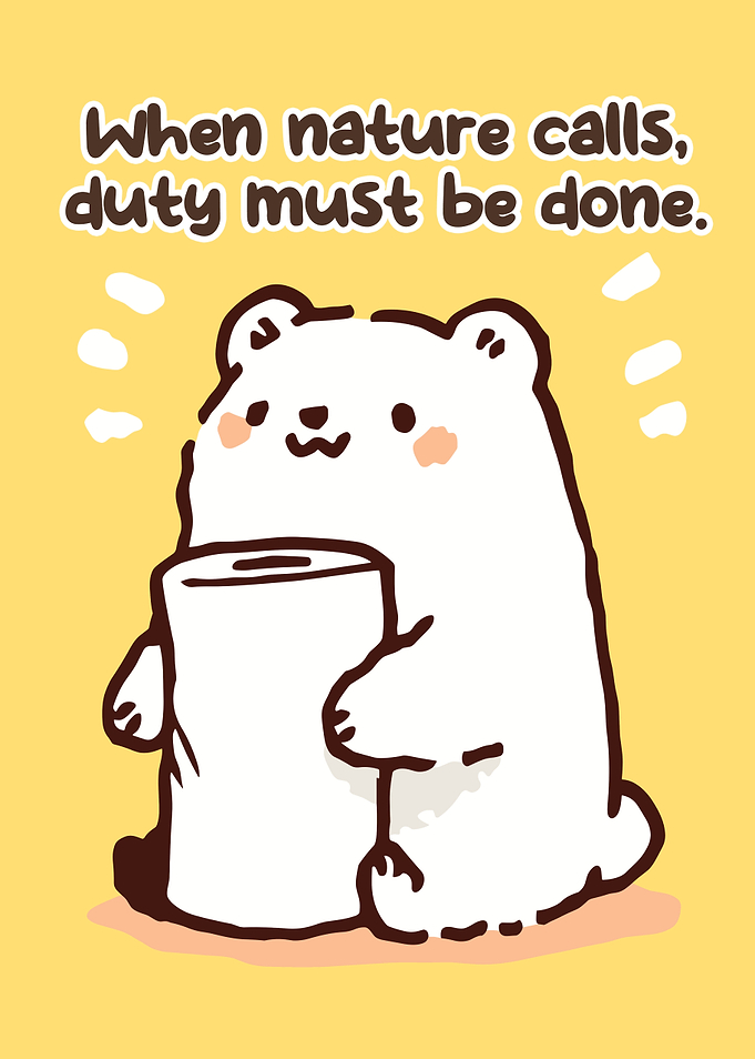 Cute Bear Holding Toilet Paper