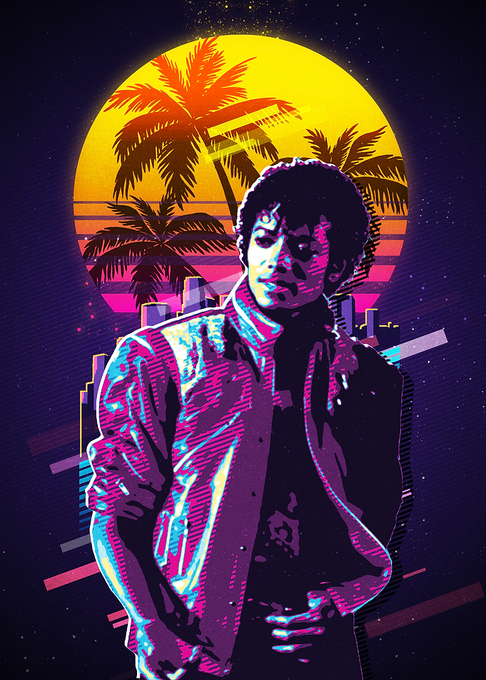 Michael Jackson Retro Sunset Palm Trees