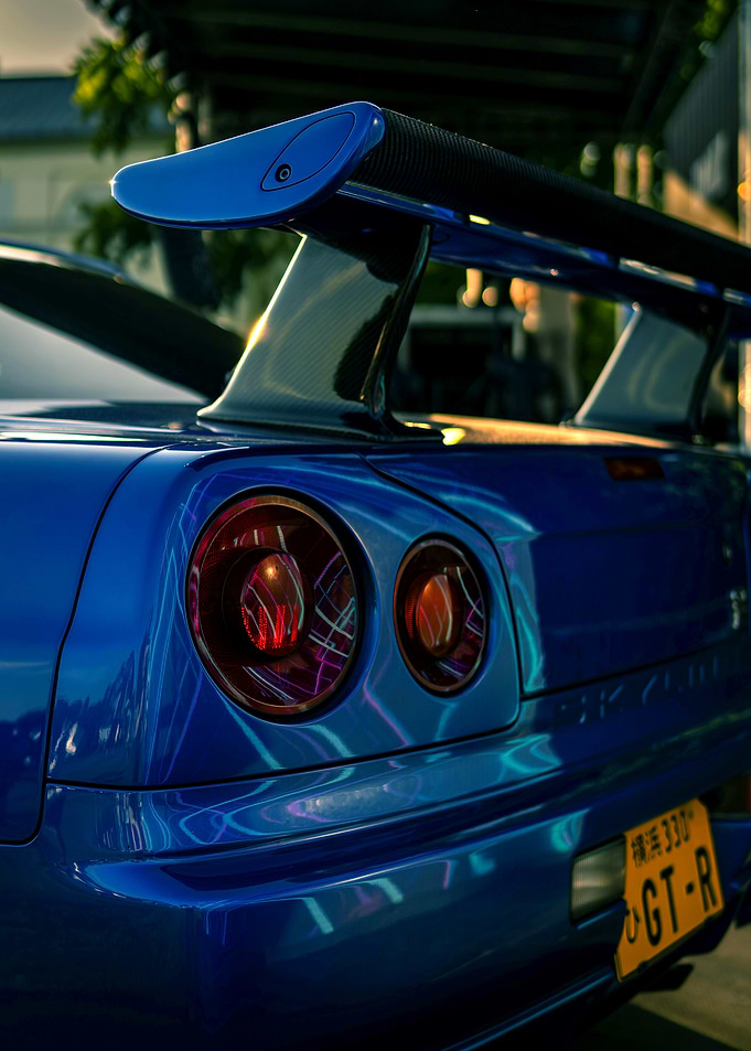 Blue Nissan Skyline GT-R Tail Lights