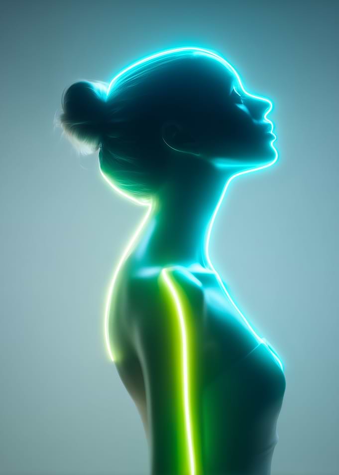 Glowing Silhouette of a Woman