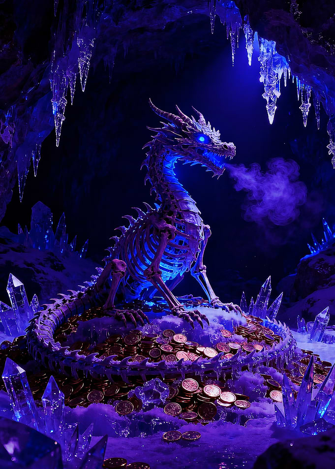 Skeleton Dragon Guarding Treasure