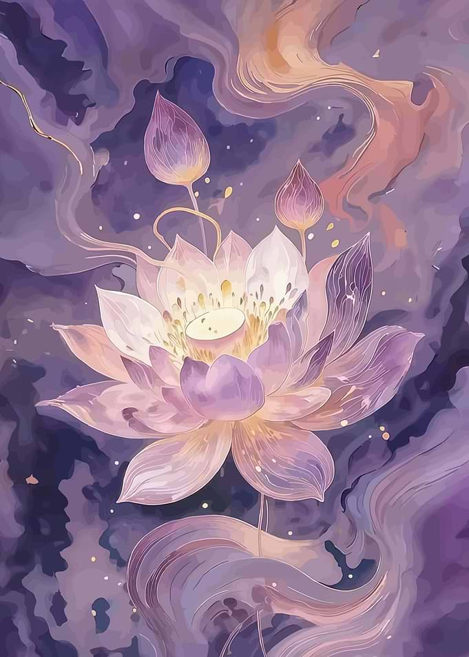 Ethereal Lotus Flower Painting