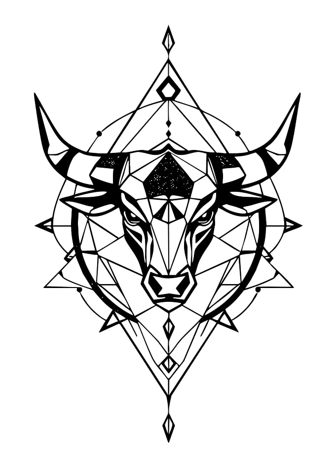 Geometric Taurus Bull Head