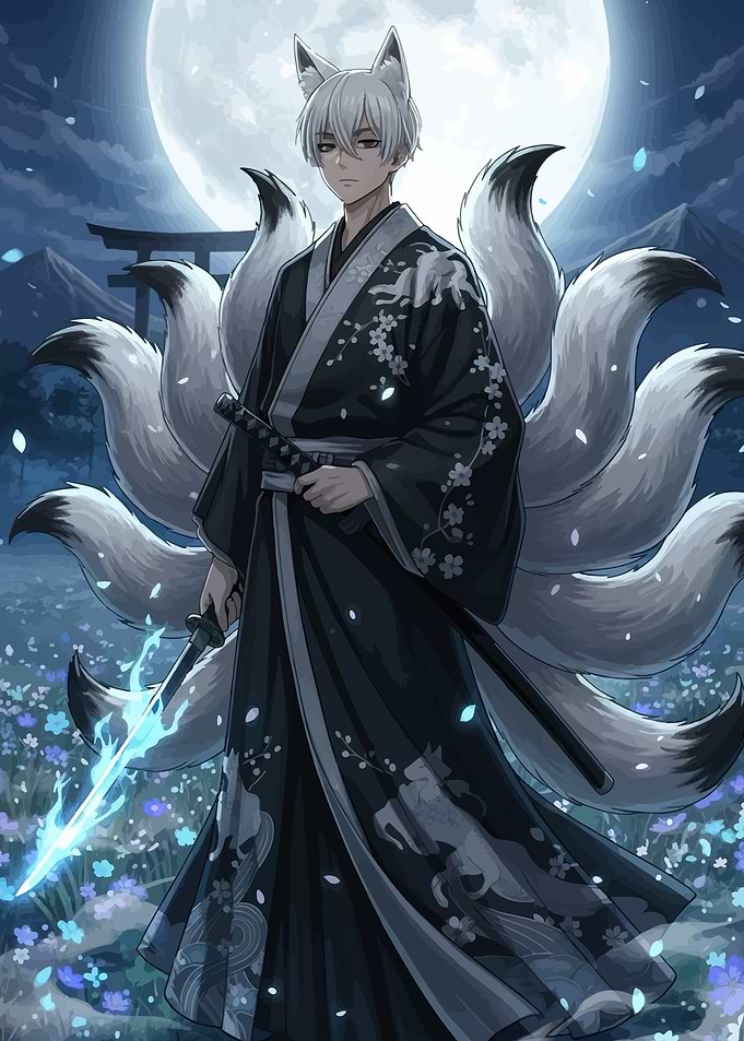 Kitsune Warrior with Glowing Sword