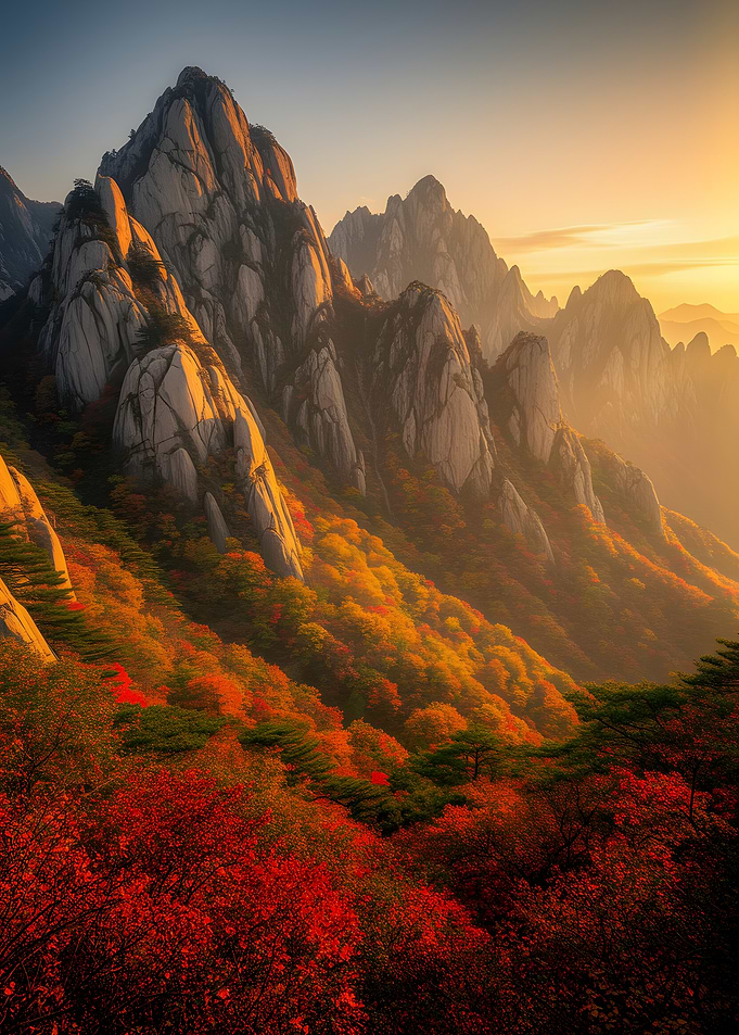 Autumn Mountain Landscape at Sunrise