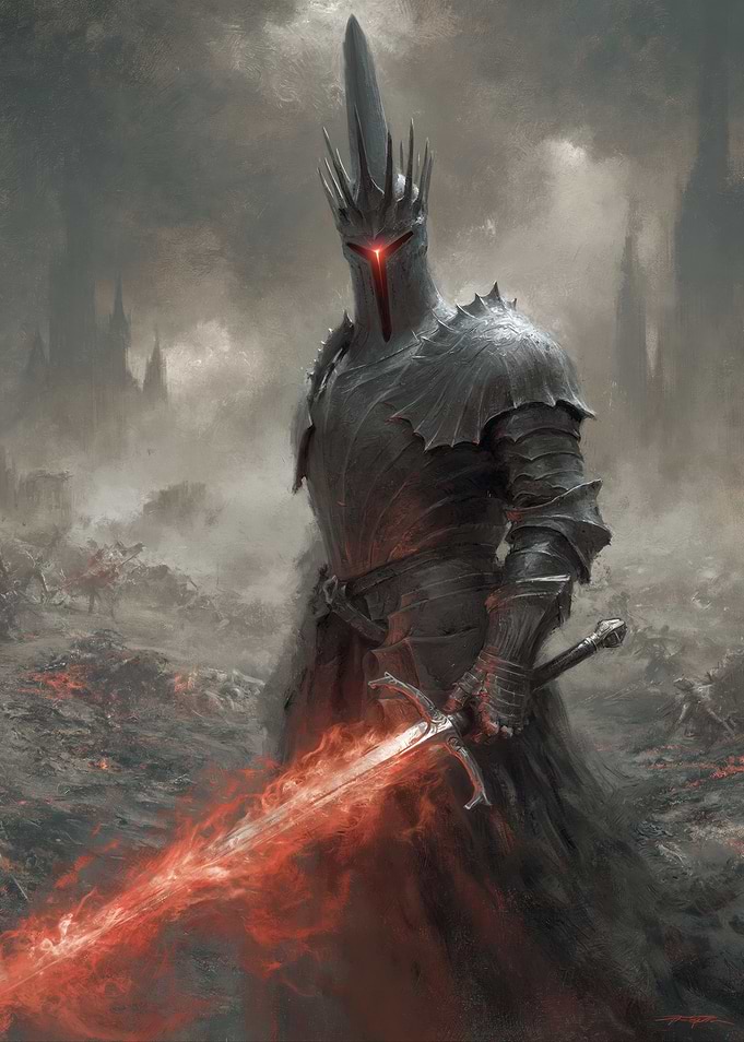 Dark Lord with Fiery Sword