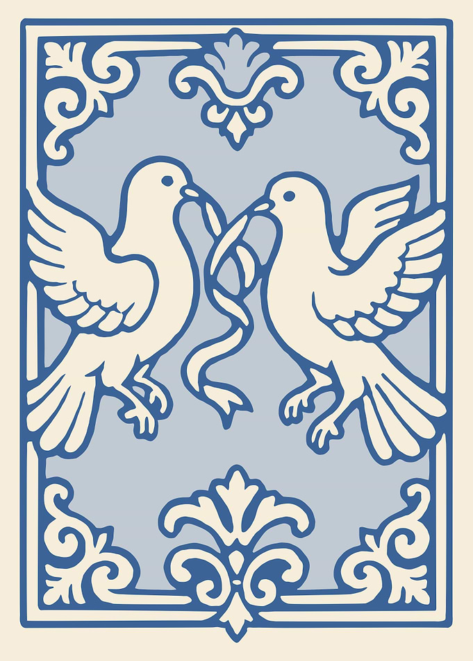 Two Doves with Ribbon