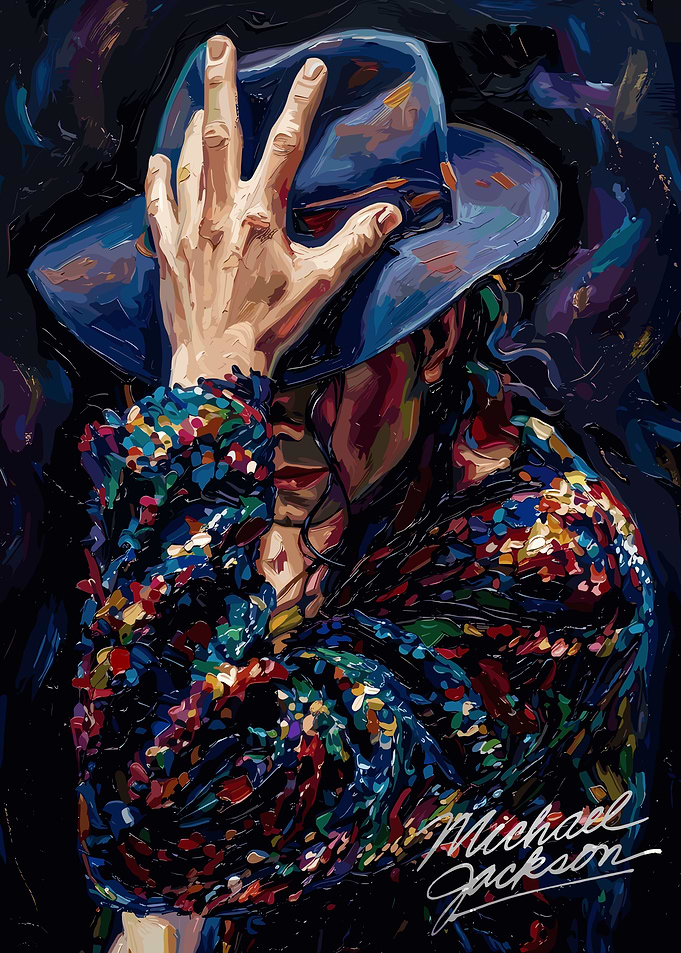 Michael Jackson Painting with Hat