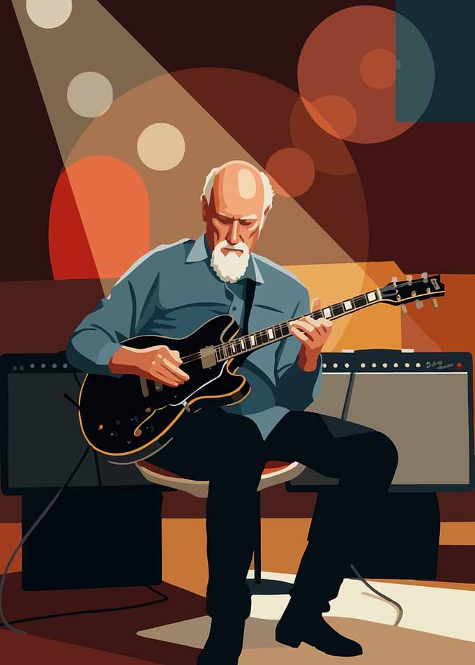 Musician Playing Guitar on Stage