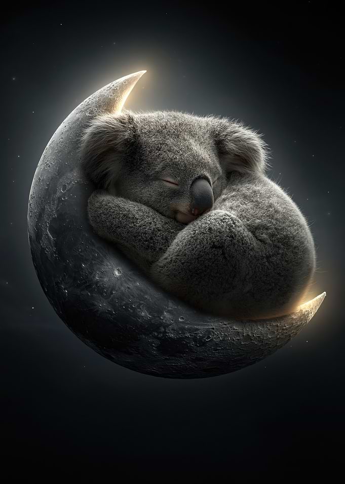 Koala Sleeping on the Moon