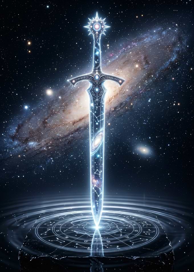 Cosmic Sword on Astrological Circle