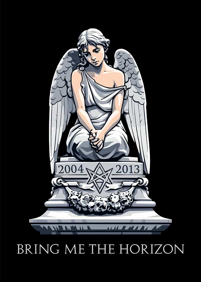 Angel Statue with Dates and Symbol