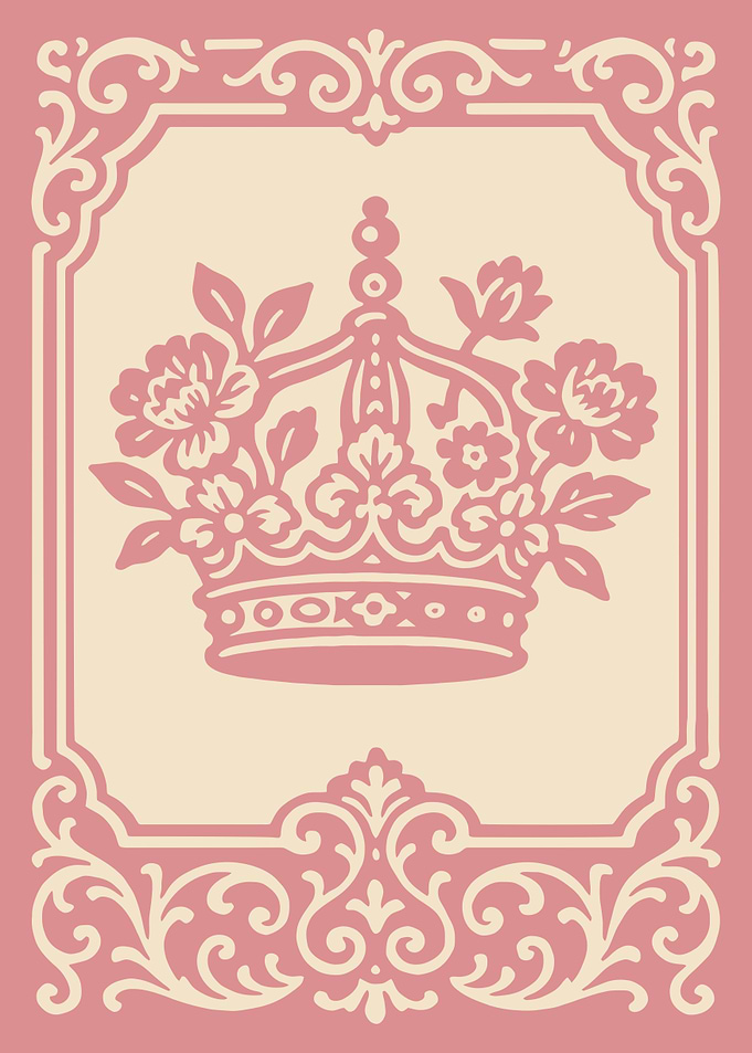 Pink Crown with Flowers and Ornate Border