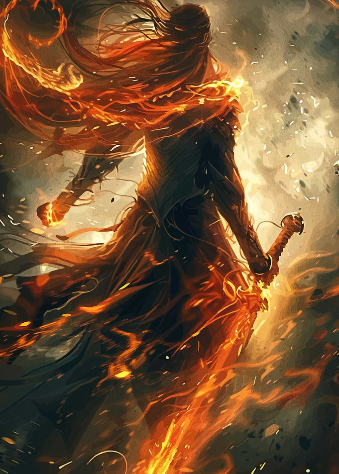 Fiery Warrior with Sword