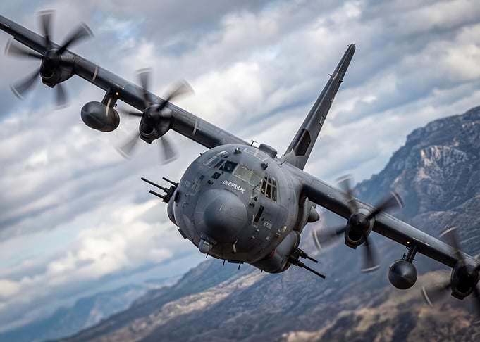 Military Cargo Plane in Flight