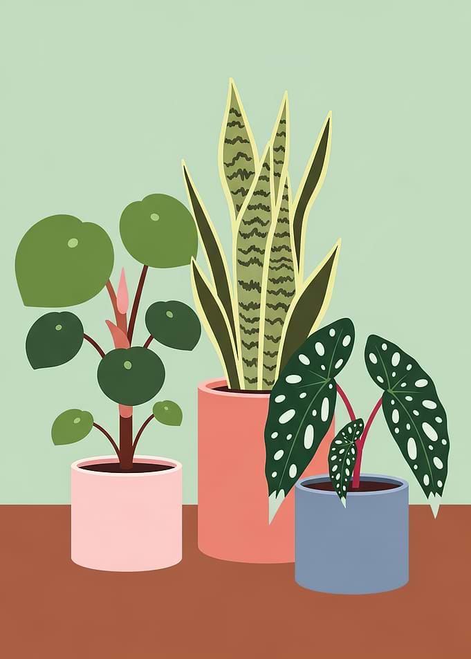 Potted Houseplants on a Table