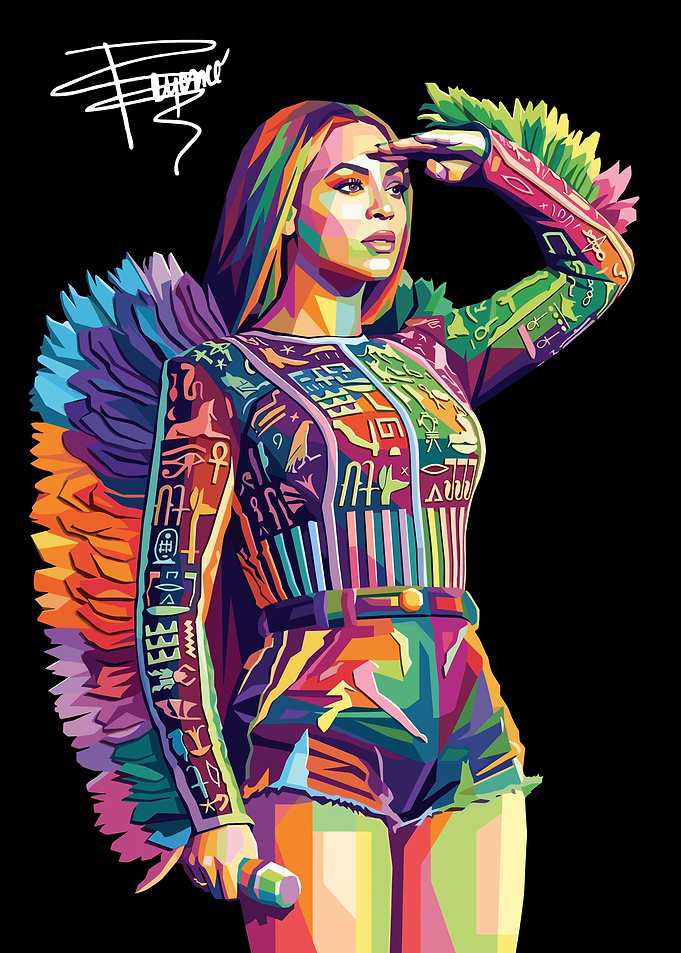 Beyoncé in colorful Egyptian-inspired outfit