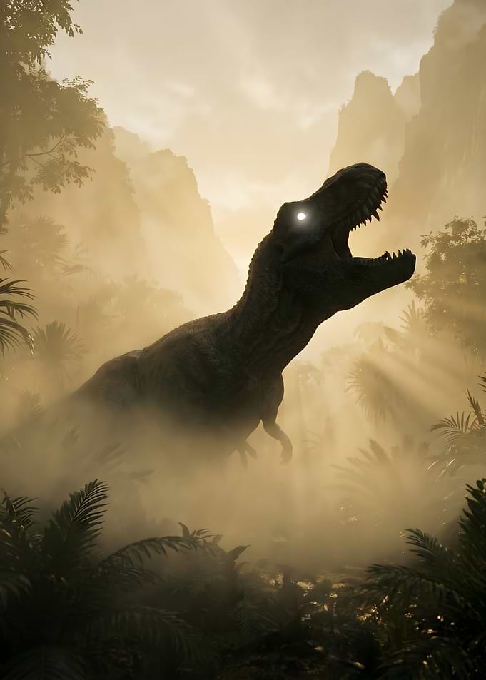 Tyrannosaurus Rex in Misty Jungle