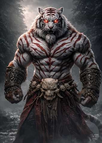 Warrior White Tiger with Glowing Eyes