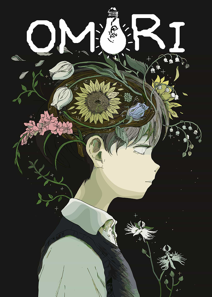 Omori Game Art with Flowers