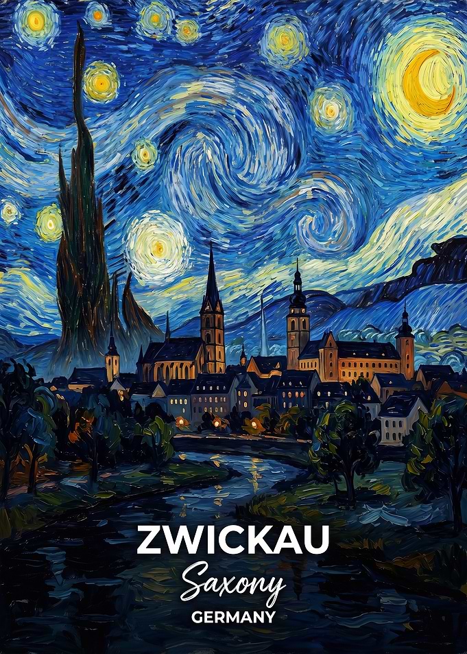 Zwickau Saxony Germany Starry Night Painting