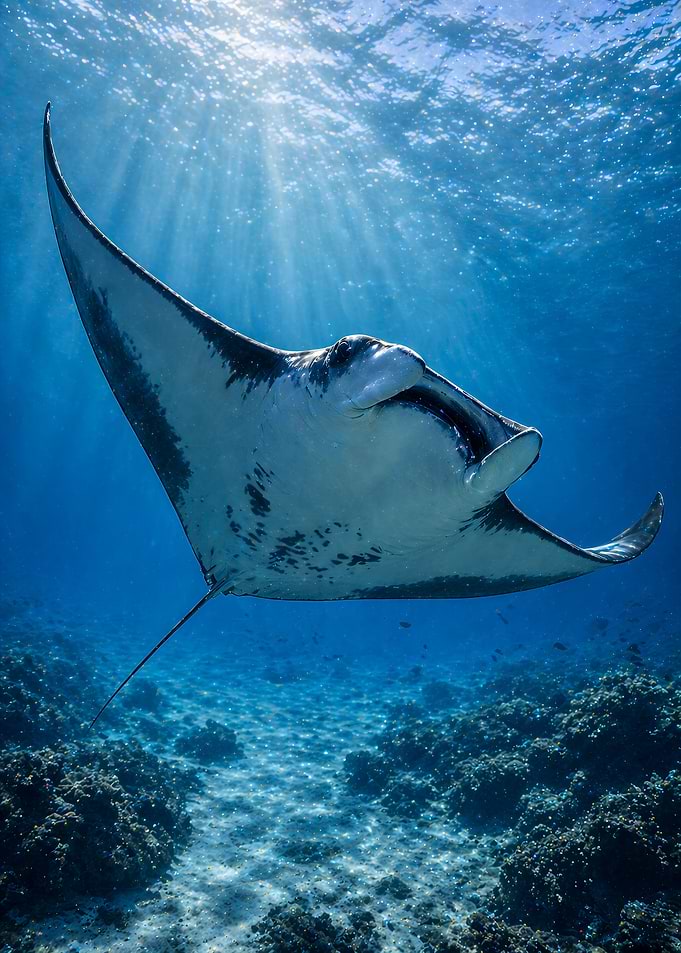 Manta Ray Swimming in Ocean