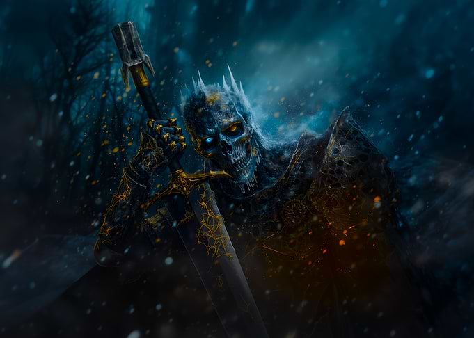 Undead Ice Gold Ring Knight King Sword