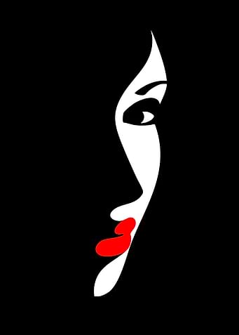 Minimalist Face with Red Lips