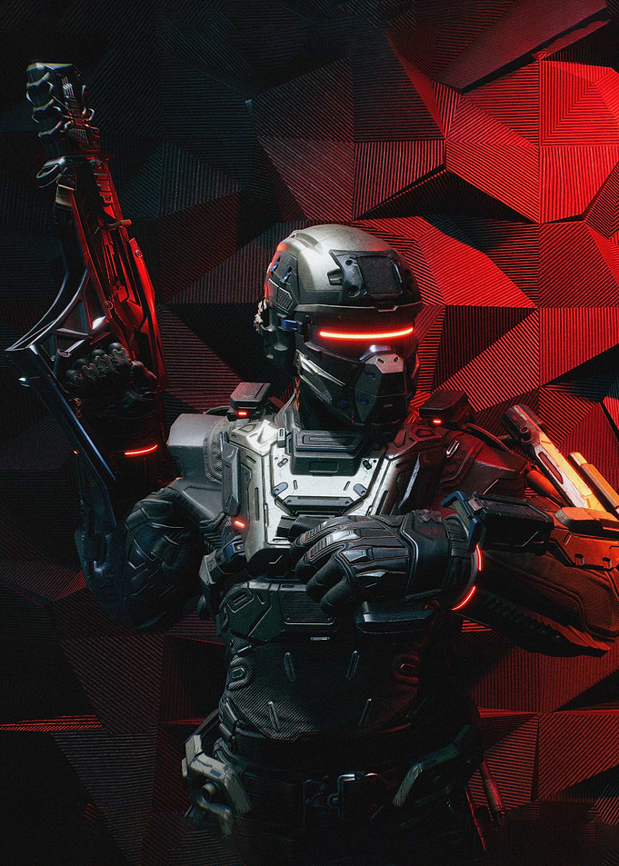 Futuristic Soldier with Sci-Fi Rifle
