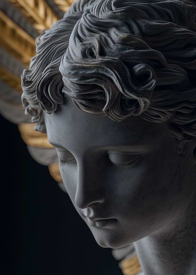 Marble Angel Sculpture with Gold Wings