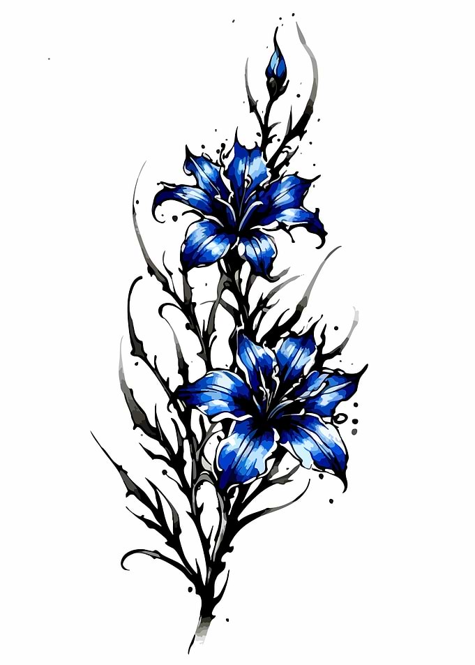 Blue Lily Tattoo Design
