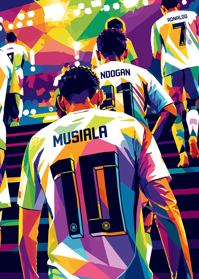 Jamal Musiala in colorful pop art style