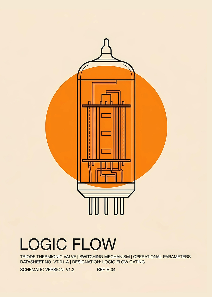 Vintage Triode Vacuum Tube Schematic Art