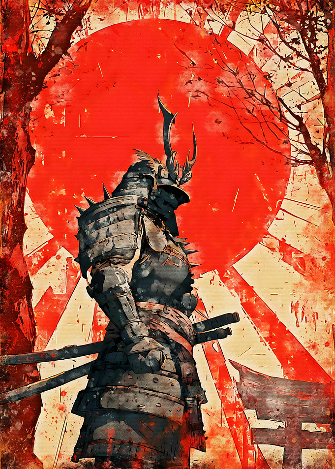Samurai Warrior Under a Red Sun