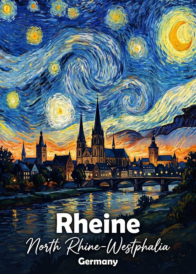 Rheine, Germany Starry Night Painting